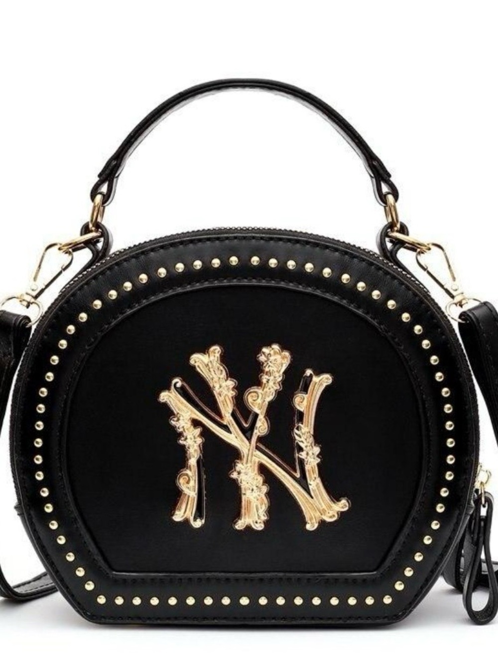 New York  Black Crossbody purse with Gold Vintage Logo